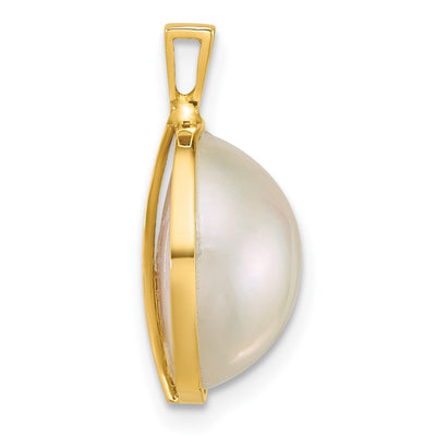 14K Polished Saltwater Cultured Mabe Pearl Pendant
