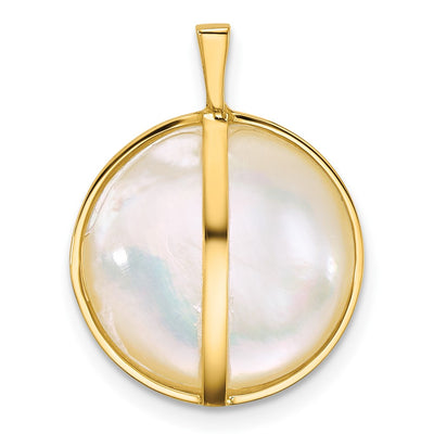 14K Polished Saltwater Cultured Mabe Pearl Pendant