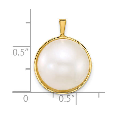 14K Polished Saltwater Cultured Mabe Pearl Pendant