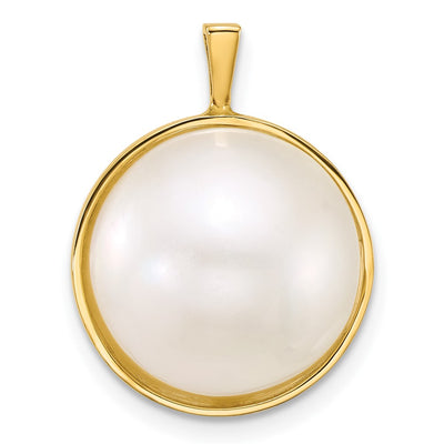 14K Polished Saltwater Cultured Mabe Pearl Pendant