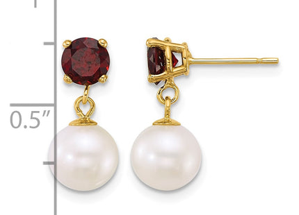 14K gold garnet drop earrings, alternate view