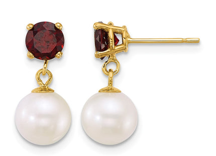 14K gold garnet drop earrings