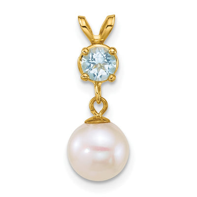 14K gold blue topaz pendant