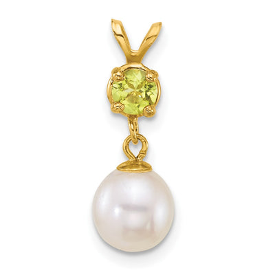 14K gold peridot pendant