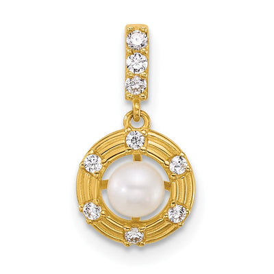 14K gold cubic zirconia circle pendant