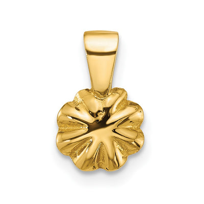 14K Polished Button White Freshwater Cultured Pearl Flower Pendant