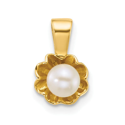 14K gold pearl flower pendant