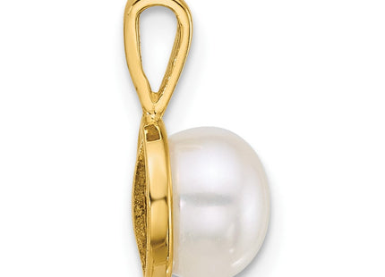 14k Polished 7- Button White Freshwater Cultured Pearl Pendant (Style XF884)