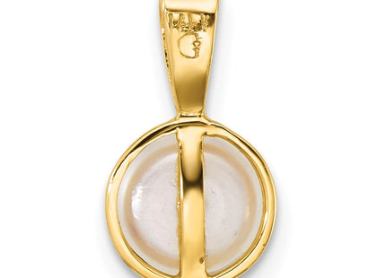 14k Polished 7- Button White Freshwater Cultured Pearl Pendant (Style XF884)