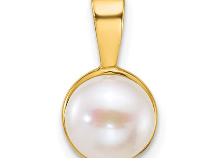 14k Polished 7- Button White Freshwater Cultured Pearl Pendant (Style XF884)