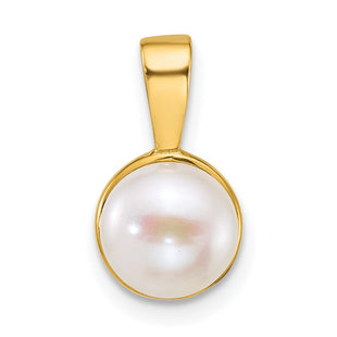 14k Polished 7- Button White Freshwater Cultured Pearl Pendant (Style XF884)
