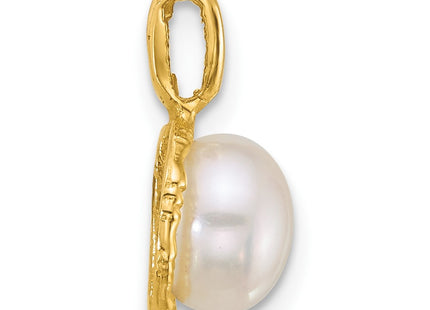 14K gold pearl pendant, alternate view