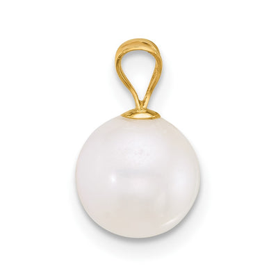 14K Polished Round White Freshwater Cultured Pearl Pendant