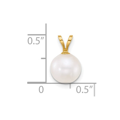 14K Polished Round White Freshwater Cultured Pearl Pendant