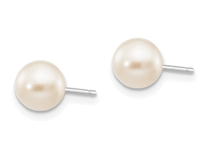 14K white gold pearl earrings, alternate view