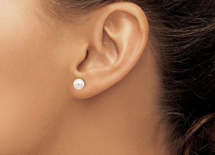 14K white gold pearl earrings, another view