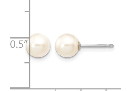 14K white gold pearl earrings, further view
