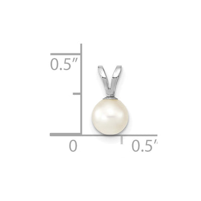 14K White Gold White Round Akoya Saltwater Cultured Pendant