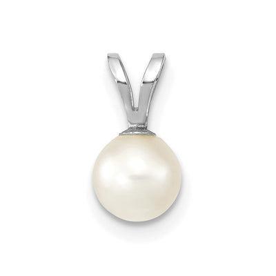14K White Gold White Round Akoya Saltwater Cultured Pendant