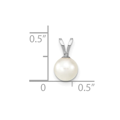 14K White Gold White Round Akoya Saltwater Cultured Pendant