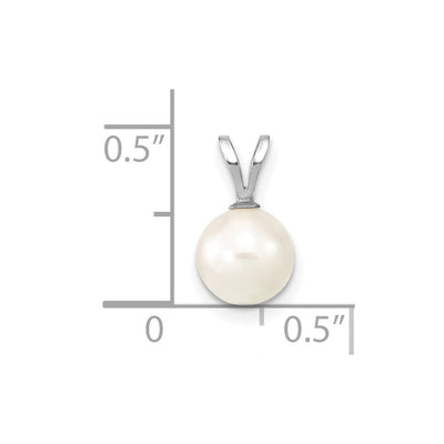 14K White Gold White Round Akoya Saltwater Cultured Pendant