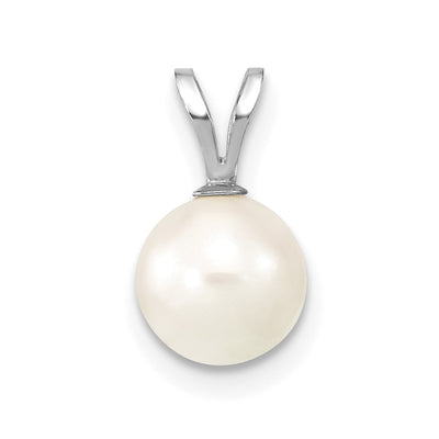 14K White Gold White Round Akoya Saltwater Cultured Pendant