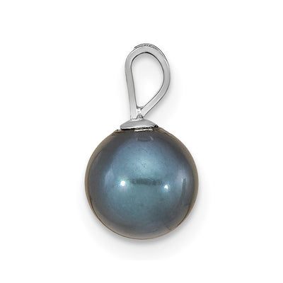 14K White Gold Round Black Akoya Saltwater Cultured Pendant