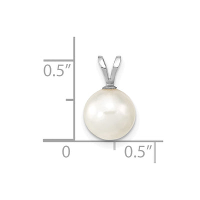 14K White Gold White Round Akoya Saltwater Cultured Pendant
