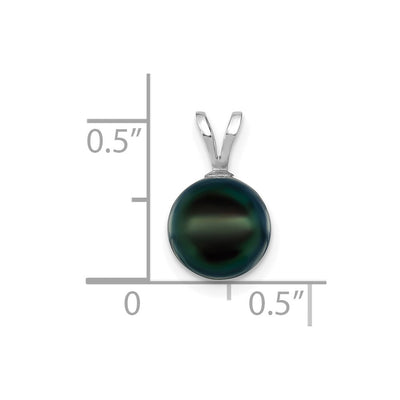 14K White Gold Round Black Akoya Saltwater Cultured Pendant