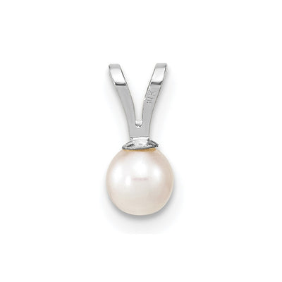 14K White Gold White Round Freshwater Cultured Pearl Pendant