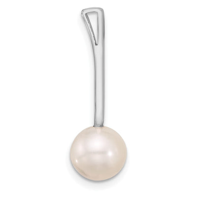 14K White Gold Round Freshwater Cultured Pearl Drop Chain Slide