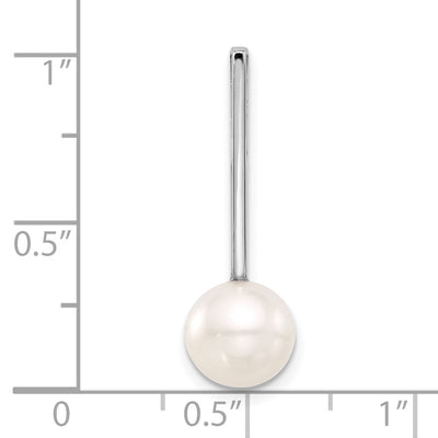 14K White Gold Round Freshwater Cultured Pearl Drop Chain Slide
