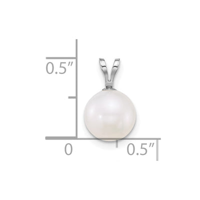 14K White Gold Polished Round White Freshwater Cultured Pearl Pendant