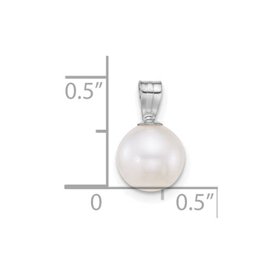 14K White Gold Polished Round White Freshwater Cultured Pearl Pendant