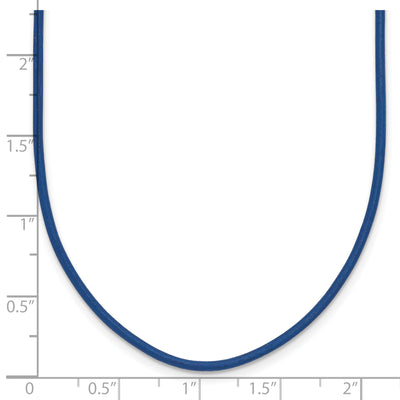 14K Yellow Clasp Royal Blue Leather Cord Necklace