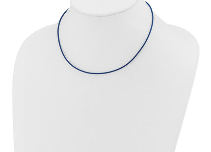 14k Yellow Clasp Royal Blue Leather Cord Necklace (Style XG255-16)