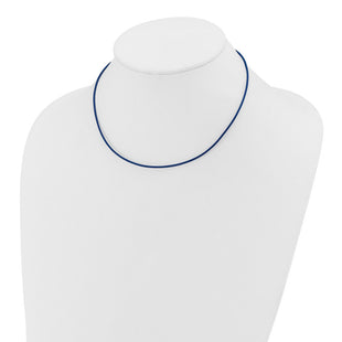 14k Yellow Clasp Royal Blue Leather Cord Necklace (Style XG255-16)