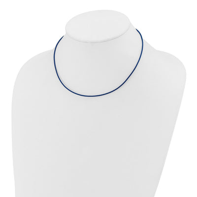 14K Yellow Clasp Royal Blue Leather Cord Necklace