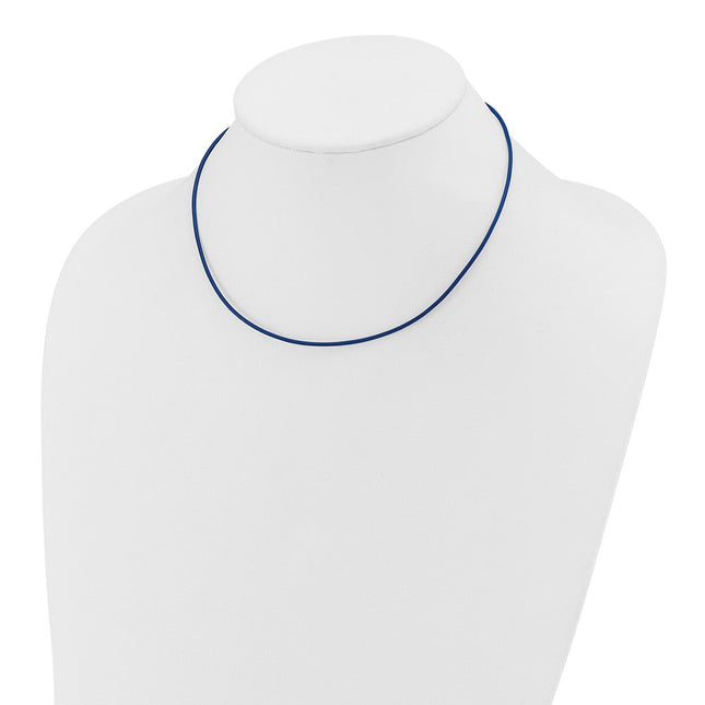 14k Yellow Clasp Royal Blue Leather Cord Necklace