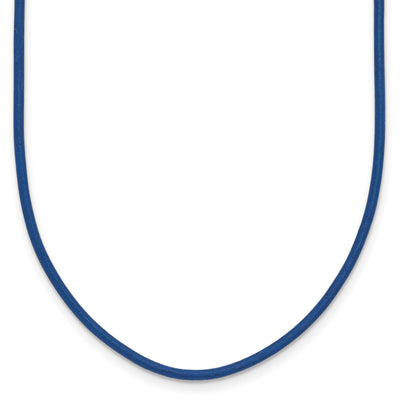 14K Yellow Clasp Royal Blue Leather Cord Necklace