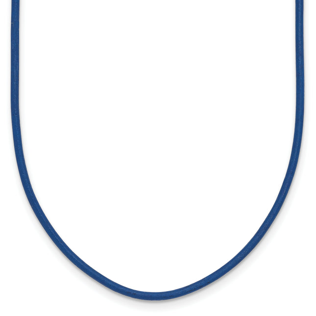 14k Yellow Clasp Royal Blue Leather Cord Necklace