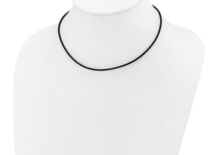14k Yellow Clasp Black Leather Cord Necklace (Style XG260-16)
