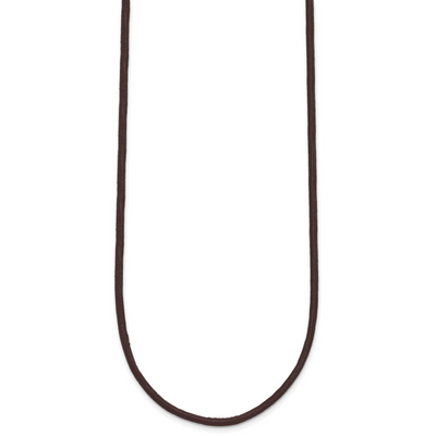 14K Yellow Clasp Brown Leather Cord Necklace