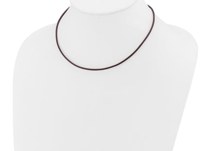 14k Yellow Clasp Brown Leather Cord Necklace
