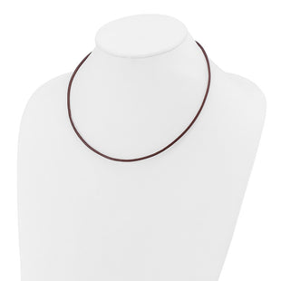 14k Yellow Clasp Brown Leather Cord Necklace (Style XG262-18)