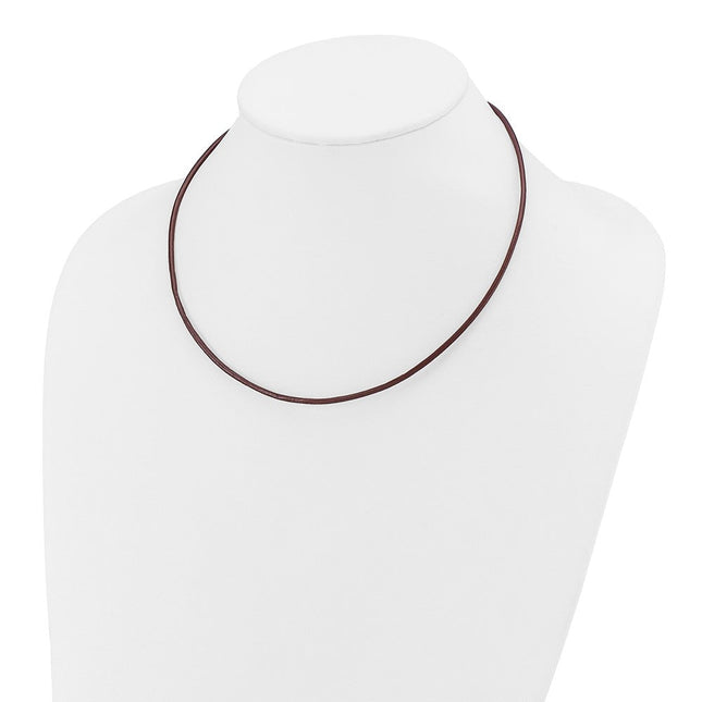 14k Yellow Clasp Brown Leather Cord Necklace
