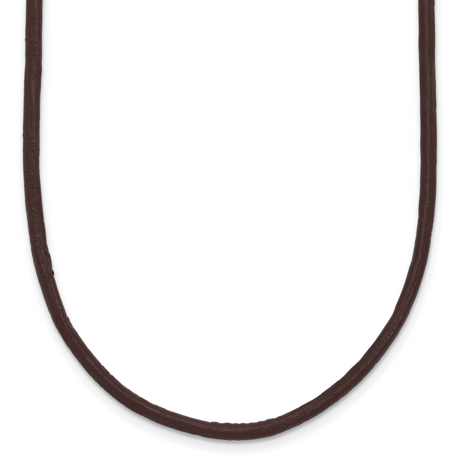 14k Yellow Clasp Brown Leather Cord Necklace