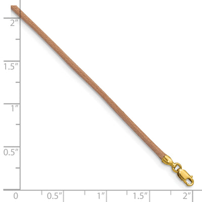 14K Yellow Clasp Natural Leather Cord Necklace