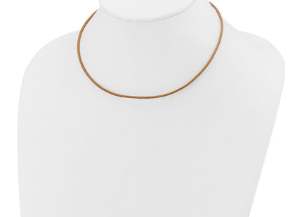 14k Yellow Clasp Natural Leather Cord Necklace (Style XG263-16)