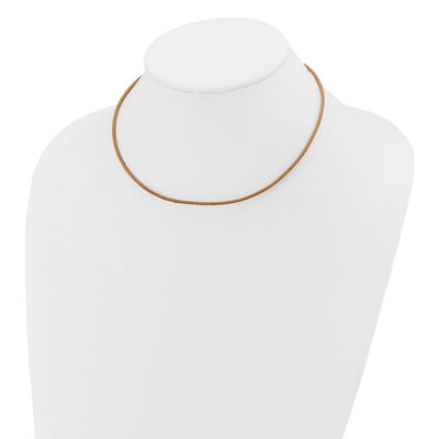 14K Yellow Clasp Natural Leather Cord Necklace